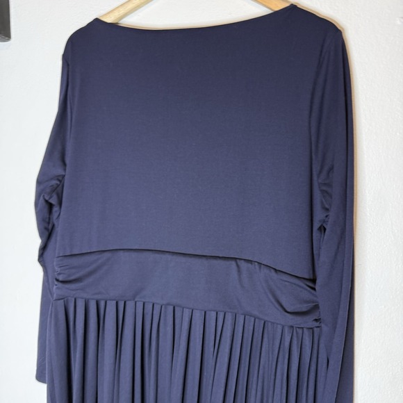 Boden Catherine Navy Blue Pleated Long Sleeve Midi Dress Womens US 20/22R - Picture 7 of 14